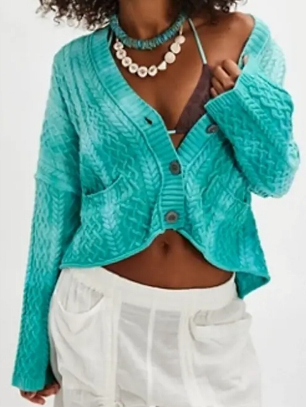 Free People Women’s Washed Ashore Cable Knit Cardi